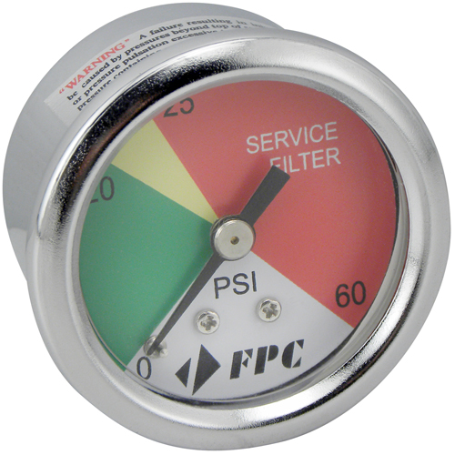 PG1326 Transmission Filter Pressure Gauge, 2" , 0 - 60 psi, Back Mount, Analogue R.M.G. Prévention