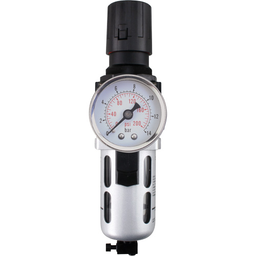 Modular Air Filter/Regulator (Gauge Included), 1/4" NPT, 145 PSI, 0.3 fl. oz. Capacity R.M.G. Prévention