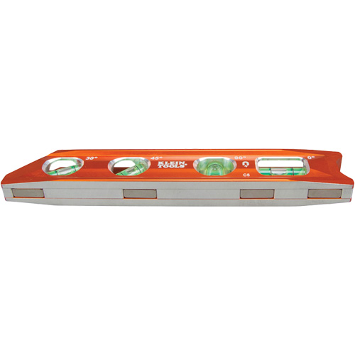 Torpedo Billet Level, 8" L, Aluminum, 4 Vials, Magnetic R.M.G. Prévention