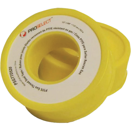 Ruban &agrave; filetage pour tuyau en PTFE pour industrie p&eacute;troli&egrave;re et gazi&egrave;re, 12,7 mm (1/2") x 6,6 m (21,67'), Jaune R.M.G. Prévention