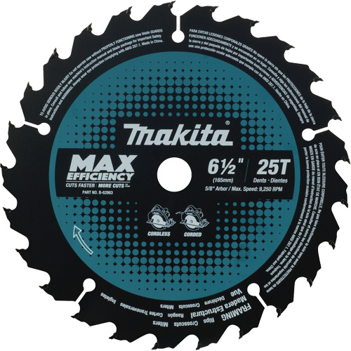 Max-Efficiency Circular Saw Blade, 6-1/2", 25 Teeth, Laminate/Wood Use R.M.G. Prévention