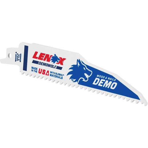 Demolition Reciprocating Saw Blade, Bi-Metal, 6 TPI, 6" L x 1" W R.M.G. Prévention