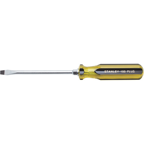 100 PLUS&reg; Standard Slotted Tip Screwdriver, 5/16" Tip, Round, 11" L, Plastic Handle R.M.G. Prévention