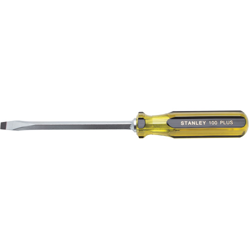 100 PLUS&reg; Standard Slotted Tip Screwdriver, 5/16" Tip, Square, 11-1/8" L, Plastic Handle R.M.G. Prévention