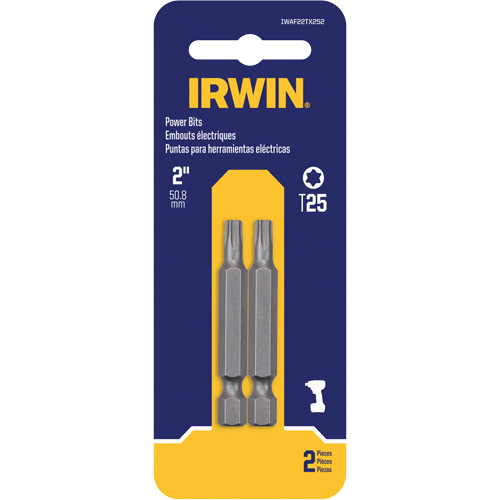 Power Bits, Torx, T-25 Tip, 1/4" Drive Size, 1-15/16" Length R.M.G. Prévention