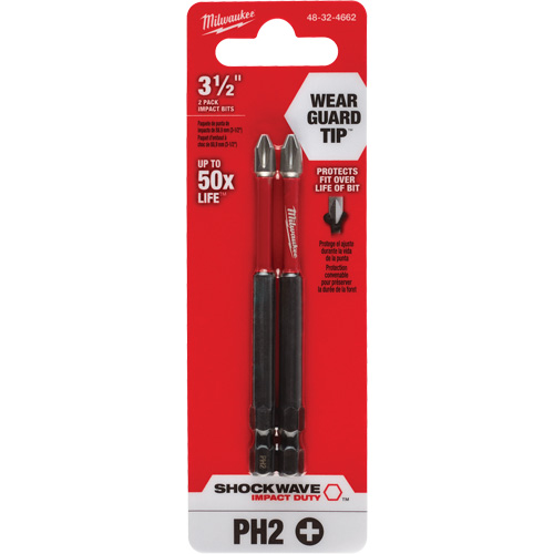Shockwave Impact Duty Screwdriver Bit, Phillips, #2 Tip, 1/4" Drive Size, 3-1/2" Length R.M.G. Prévention