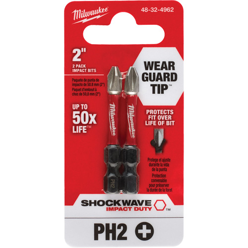 Shockwave Impact Duty Screwdriver Bit, Phillips, #2, 1/4" Drive R.M.G. Prévention