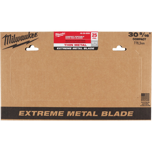 Extreme Metal Band Saw Blades, High Speed Steel, 30-9/16" L x 1/2" W x 0.02" Thick, 12/14 TPI R.M.G. Prévention