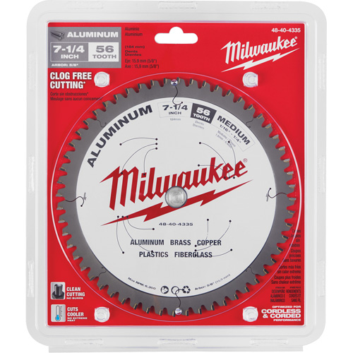 Lame de scie circulaire pour la coupe d'aluminium, 7-1/4", 56 dents, Pour Plastique/Fibre de verre/Non ferre R.M.G. Prévention