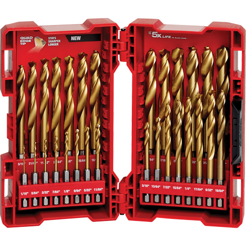 Shockwave Red Helix Drill Bit Set, 29 Pieces, Titanium R.M.G. Prévention