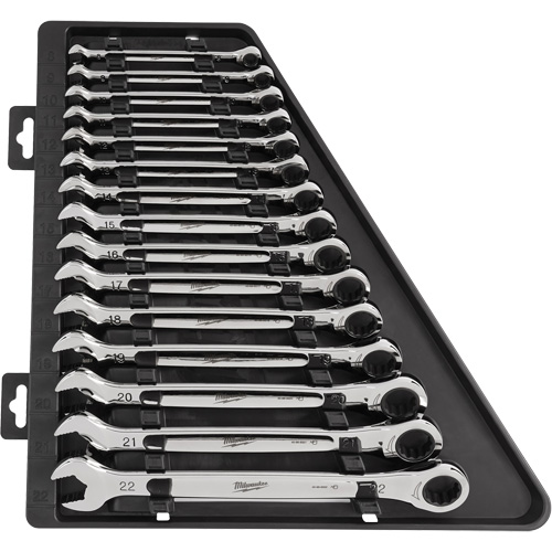 Ratcheting Wrench Set, Combination, 15 Pieces, Metric R.M.G. Prévention
