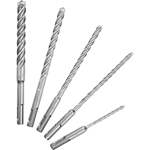 Trousse de forets &agrave; 4 cannelures pour perceuse &agrave; percussion MX4, 5 morceaux, Carbure R.M.G. Prévention