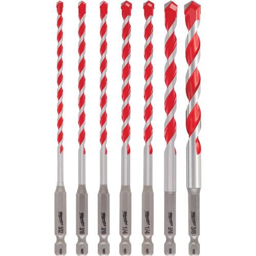 Shockwave Hammer Drill Bit Kit, 7 Pieces, Carbide R.M.G. Prévention