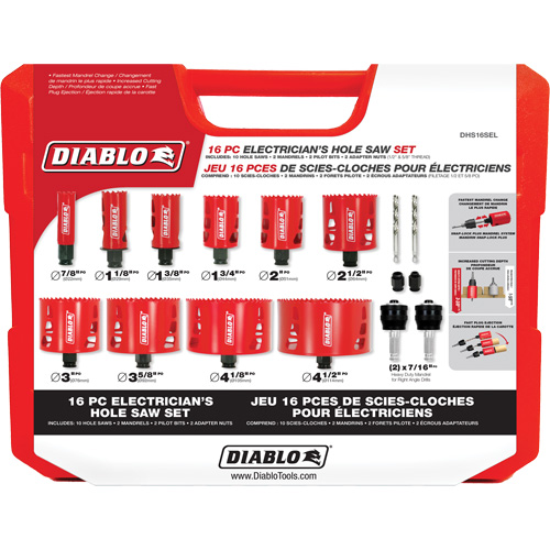 Electrician's Bi-Metal Hole Saw Set, 16 Pieces R.M.G. Prévention