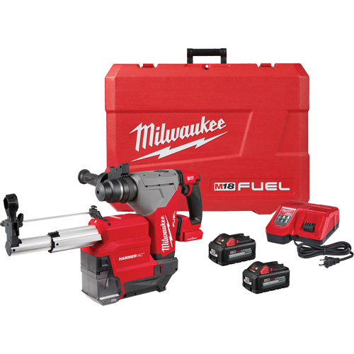 M18 Fuel SDS Plus Rotary Hammer with Hammervac Dust Extractor Kit, 18 V, 1-1/8" - 3", 800 RPM R.M.G. Prévention