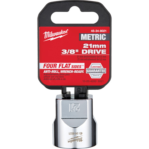 Metric Socket with Four Flat Sides, 21 mm, 3/8" Drive, 6 Points R.M.G. Prévention