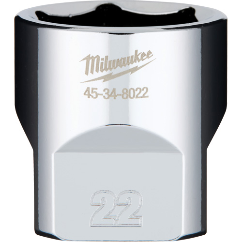 Douille m&eacute;trique avec c&ocirc;t&eacute;s Four Flats, 22 mm, Prise 3/8", 6 pans R.M.G. Prévention