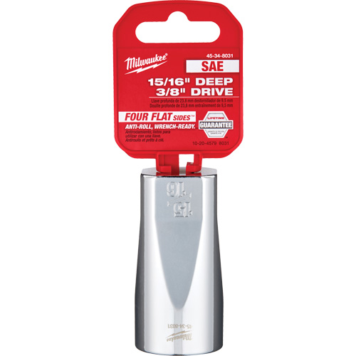 Douille SAE avec c&ocirc;t&eacute;s Four Flats, 15/16", Prise 3/8", 6 pans, Profond R.M.G. Prévention