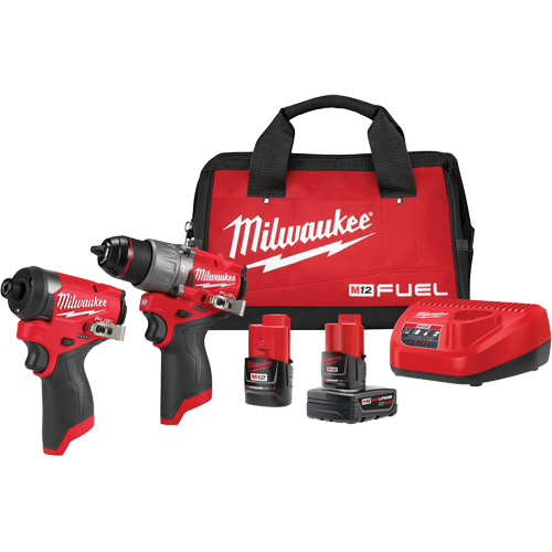 Ensemble tournevis-perceuse 1/2" M12 Fuel & tournevis hexagonal &agrave; percussion 1/4", Lithium-ion, 12 V R.M.G. Prévention