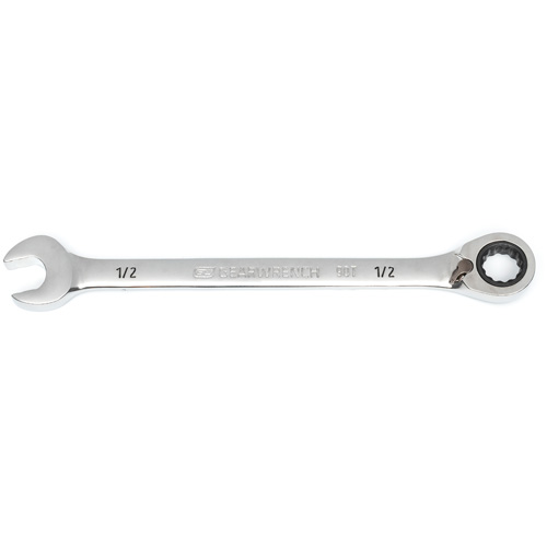 90-Tooth Reversible Ratcheting Wrench, 12 Point, 1/2", Chrome/Polished Finish R.M.G. Prévention
