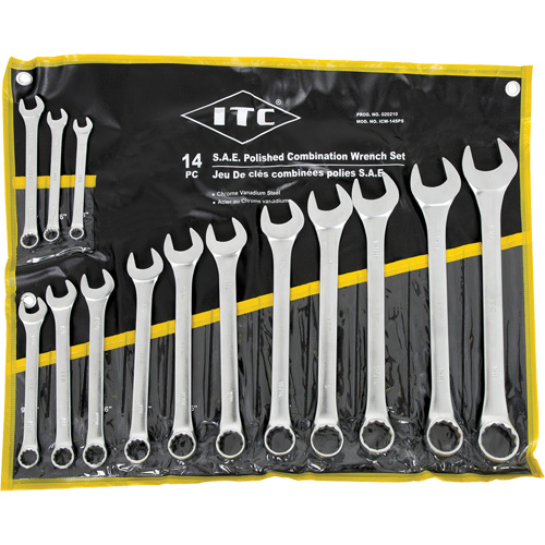 ICW-14PS Polished Wrench Set, Combination, 14 Pieces, Imperial R.M.G. Prévention