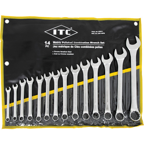ICW-14PM Polished Wrench Set, Combination, 14 Pieces, Metric R.M.G. Prévention