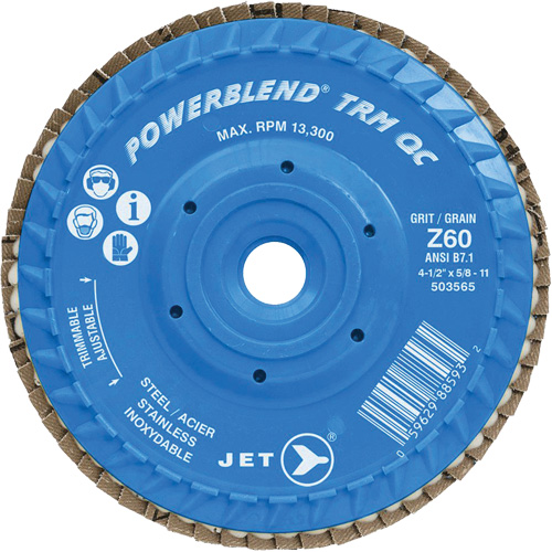 Disque &agrave; feuillets PowerBlend TRM QC ajustable, 4-1/2" x 5/8"-11, Type 27, Grain Z60, Alumine de zirconium R.M.G. Prévention
