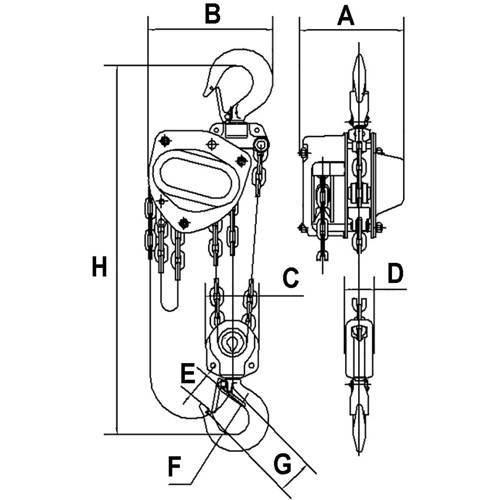 KCH Series Chain Hoists, 10' Lift, 11000 lbs. (5 tons) Capacity, Alloy Steel Chain R.M.G. Prévention
