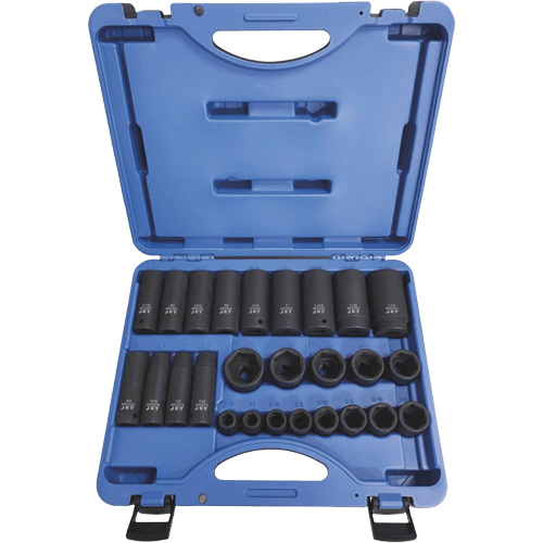 PS2612SD Socket Sets - Regular, 26 Pcs, Impact, 1/2" Drive Size R.M.G. Prévention