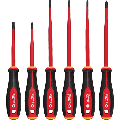 Insulated Slim Tip Screwdriver Set, 6 Pcs., Magnetic R.M.G. Prévention