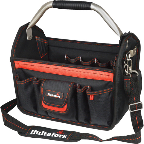 Porte-outils de 14" &agrave; dessus ouvert, Polyester balistique, Noir/Rouge R.M.G. Prévention