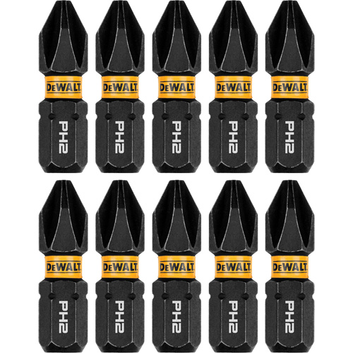 10-Piece FLEXTORQ&reg; Impact Driver Bit Set, Phillips, #2 Tip, 1/4" Drive Size, 1" Length R.M.G. Prévention