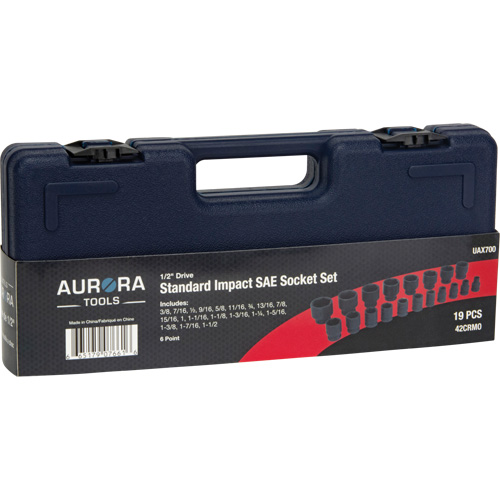 SAE Socket Set, 19 Pcs, Impact, 1/2" Drive Size R.M.G. Prévention