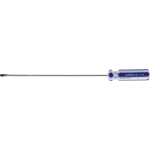 Tournevis &agrave; fente bleu transparent avec bandes, Tige de 1/8", Ronde, Prise en Plastique R.M.G. Prévention