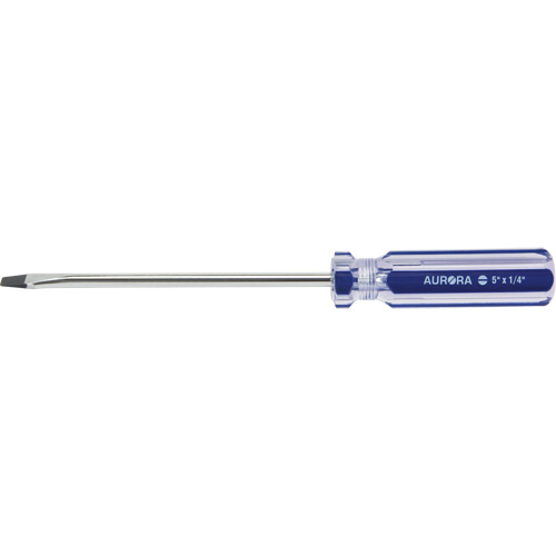 Blue Transparent Striped Slotted Screwdriver, 1/4" Tip, Round, Plastic Handle R.M.G. Prévention