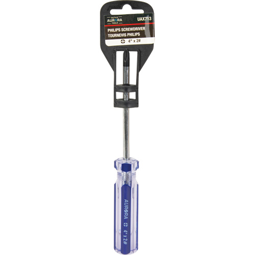 Tournevis Philips bleu transparent avec bandes, #2, Prise Plastique R.M.G. Prévention