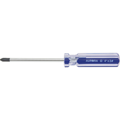 Tournevis Philips bleu transparent avec bandes, #2, Prise Plastique R.M.G. Prévention