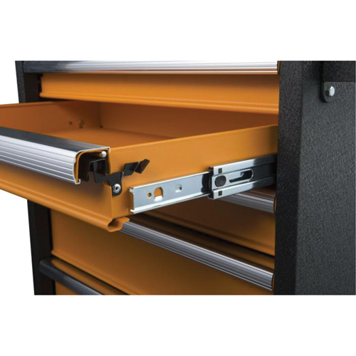 GSX Series Rolling Tool Cabinet, 6 Drawers, 36" W x 18-1/5" D x 37-2/5" H, Black/Orange R.M.G. Prévention