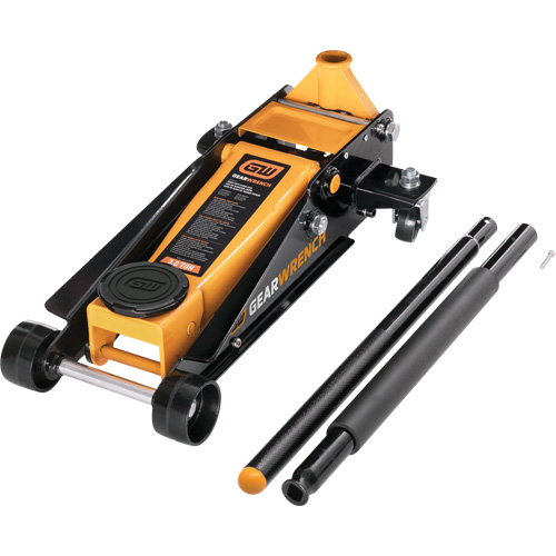 Heavy-Duty Floor Jack, 3 Ton(s) Capacity, 5-1/4" Lowered, 18-1/4" Raised, Manual Hydraulic R.M.G. Prévention