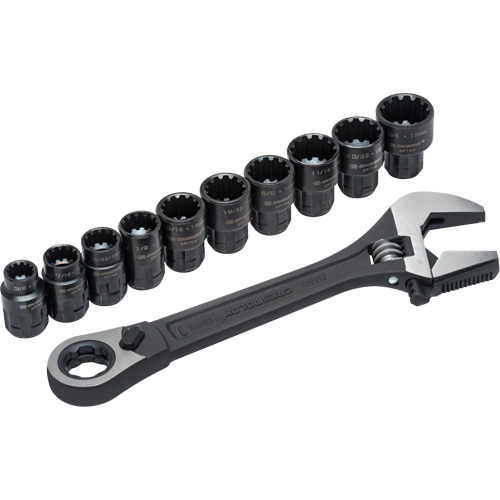 Ensemble de cannelure & cl&eacute; ajustable Pass-Thru X6 11 mcx, 13" lo, la max. 2-27/50", Phosphate noir R.M.G. Prévention