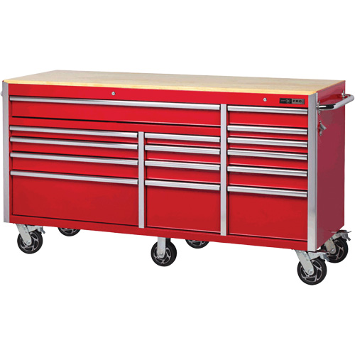 PRC7215 Pro Series Roller Cabinet, 15 Drawers, 72" W x 24" D x Red R.M.G. Prévention