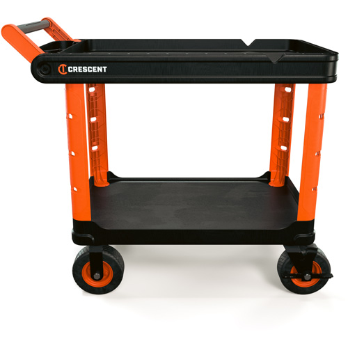 Chariot utilitaire industriel &agrave; 2 tablettes RAILWORKS avec roulettes de 8", 47" lo x 24-1/2" la x 37-4/5" h, Noir/Orange R.M.G. Prévention