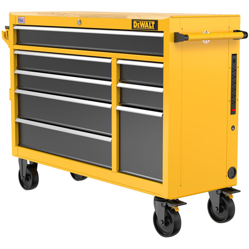 Postes de travail industriel mobile, 8 tiroirs, 52" la x Jaune R.M.G. Prévention