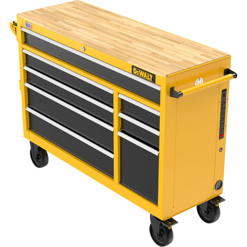 Postes de travail industriel mobile, 8 tiroirs, 52" la x Jaune R.M.G. Prévention