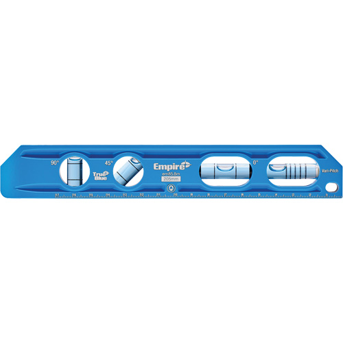 TRUE BLUE&reg; Die Cast Torpedo Level, 8" L, Aluminum, 4 Vials, Magnetic R.M.G. Prévention
