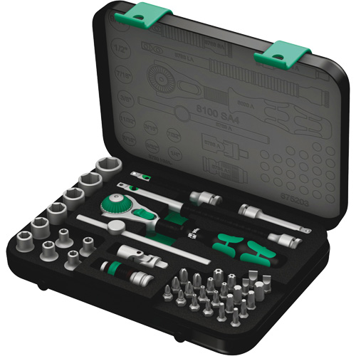 Jeu de cliquets rapides Zyklop 8100 SA 4, 41 Mcx, Prise de 1/4" R.M.G. Prévention