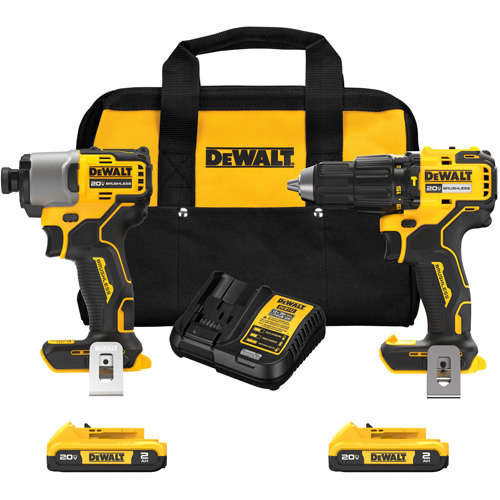 Brushless Compact Cordless 1/2" Hammer Drill & 1/4" Impact Driver Kit, Lithium-Ion, 20 V R.M.G. Prévention