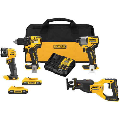 Ensemble de quatre outils combin&eacute;s sans fil et sans balai XR, Lithium-ion, 20 V R.M.G. Prévention