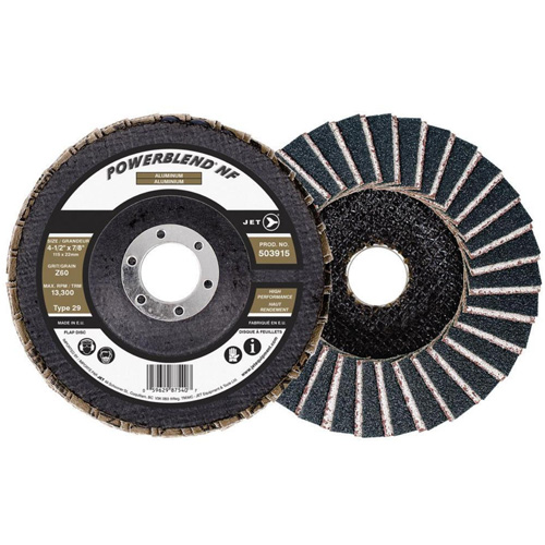 Disque &agrave; lamelles POWERBLEND NF, 4-1/2" x 7/8", Type 29, Grain Z60, Alumine de zirconium R.M.G. Prévention