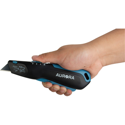 Retractable Safety Knife , Stainless Steel, Heavy-Duty, Plastic/Aluminum Handle R.M.G. Prévention
